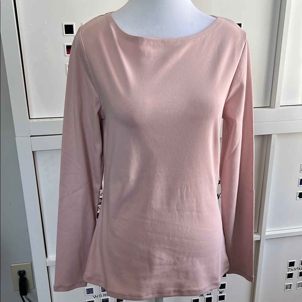 NWT Boden Fitted‎ Pink Long Sleeve Blouse with Bateau Neckline Size Medium